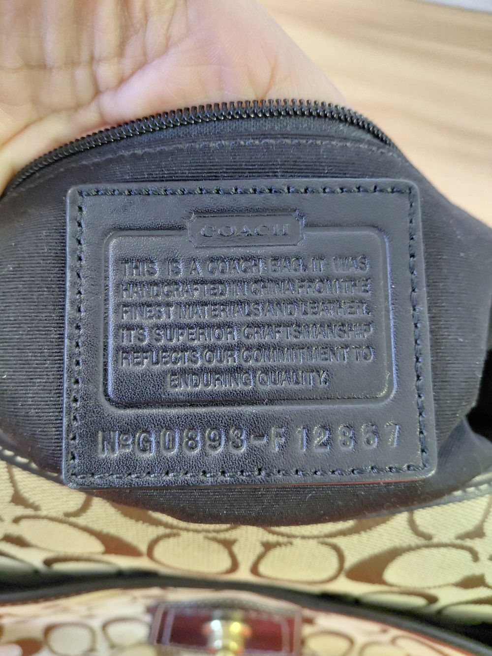 Coach Signature Canvas and Leather Shoulder Bag in Khaki/Black - Picture 12 of 17